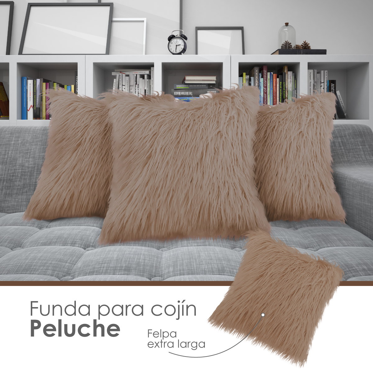 Paquete de 2 Fundas para cojín Decorativas 43x42cm peludo