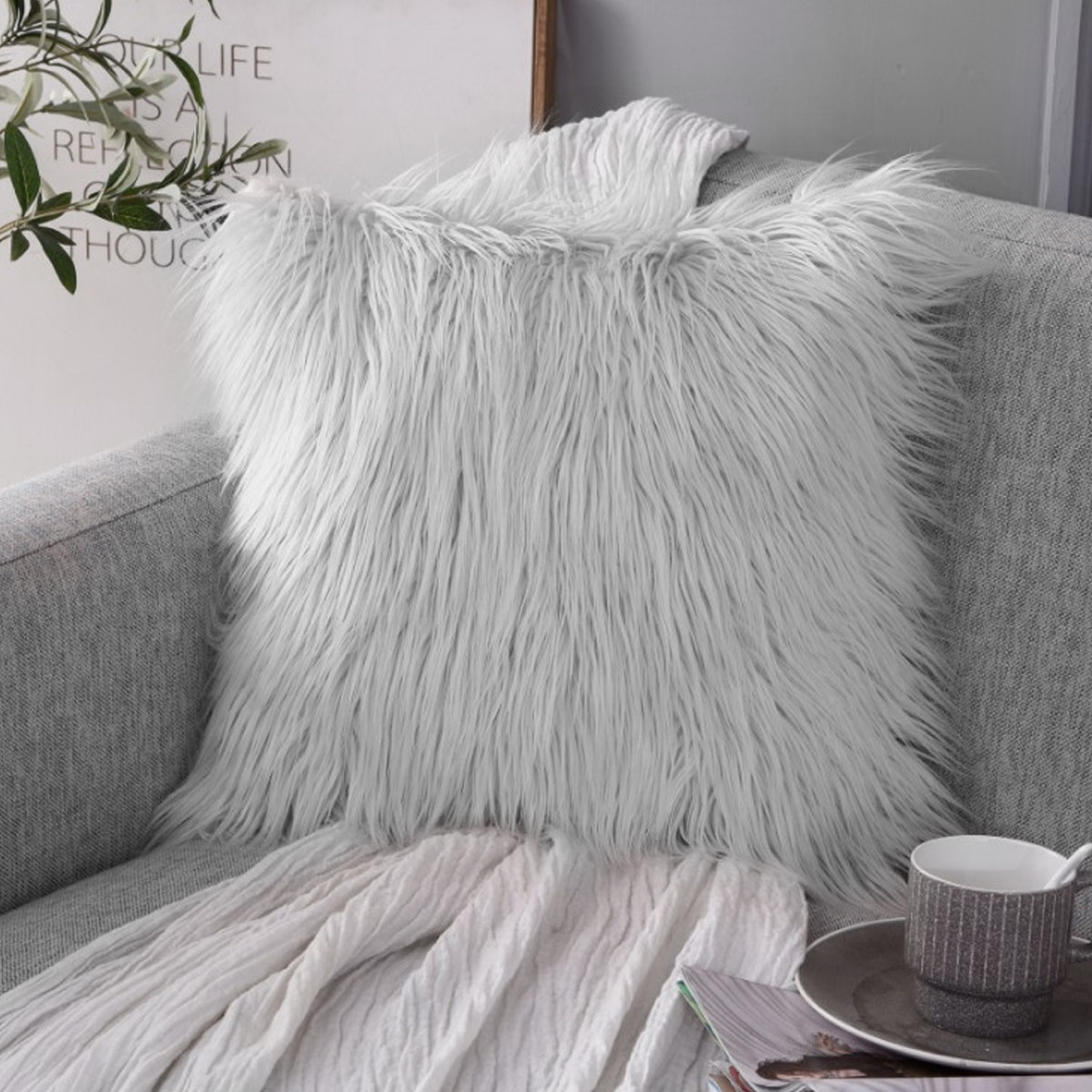 Paquete de 2 Fundas para cojín Decorativas 43x42cm peludo