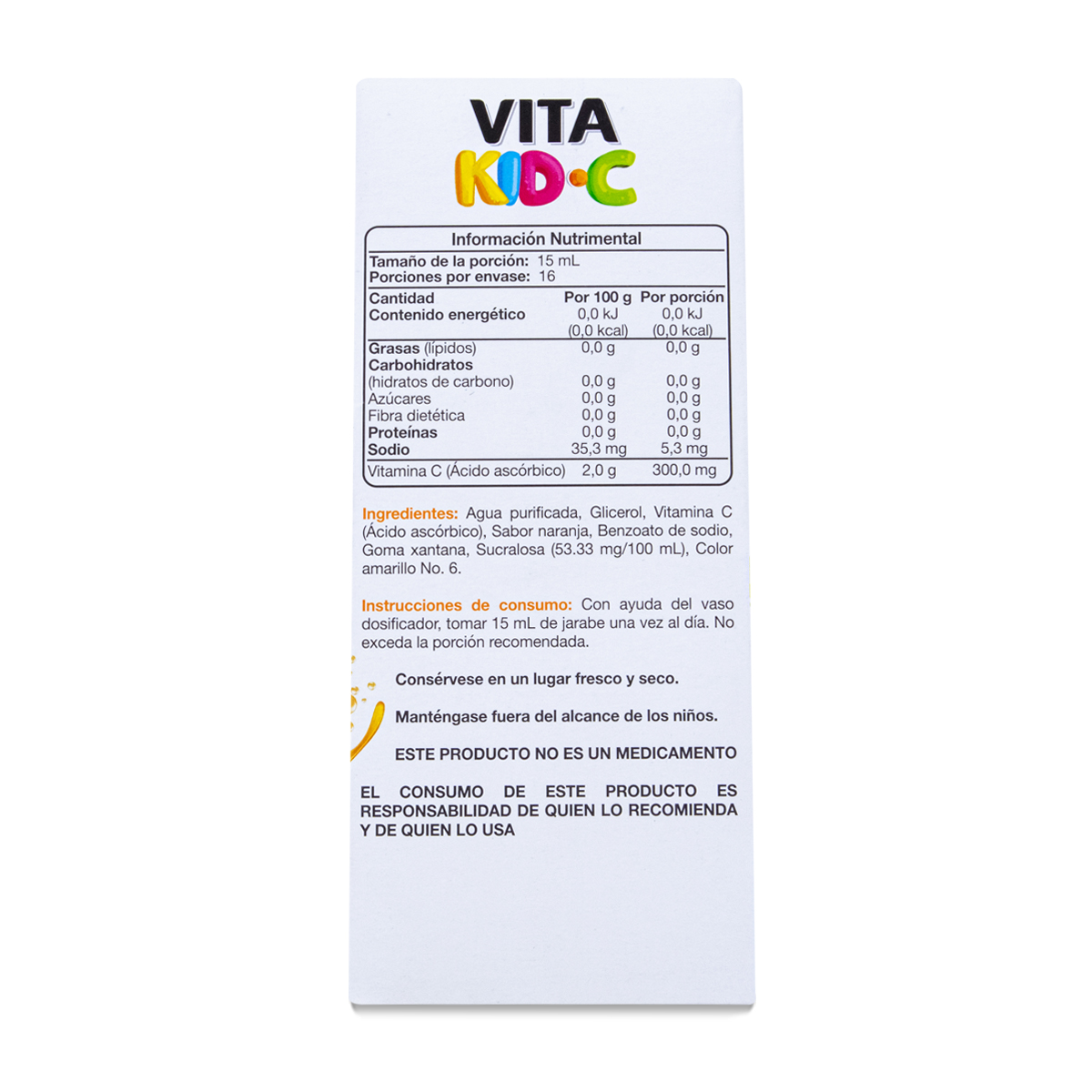 Suplemento Vitamínico Cmd Vita Kid C Jarabe Sabor Naranja Frasco Con 240 Ml