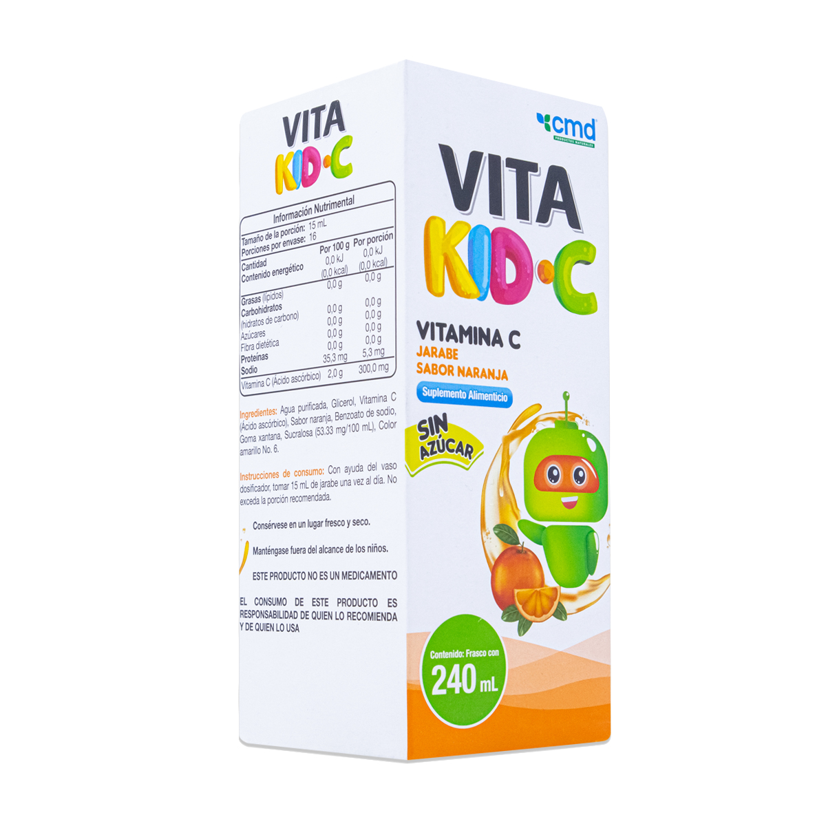 Suplemento Vitamínico Cmd Vita Kid C Jarabe Sabor Naranja Frasco Con 240 Ml