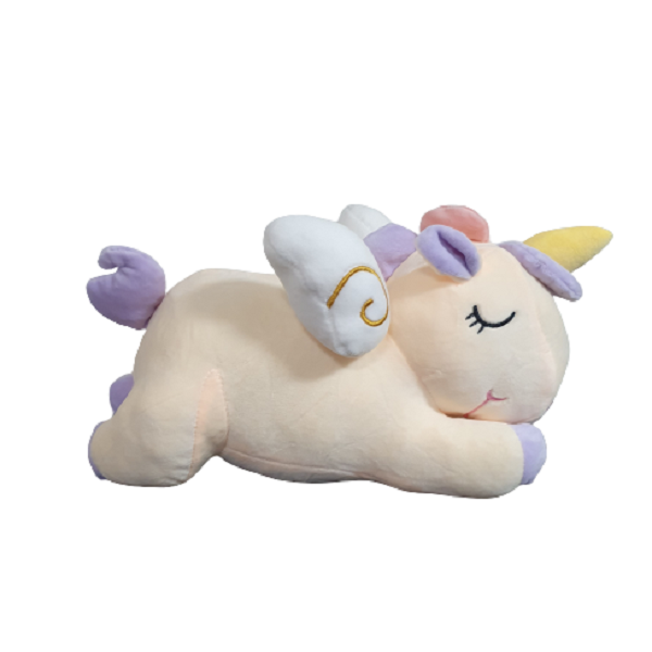 Peluche Unicornio Acostado Afelpado Super Suavecito Color Marfil