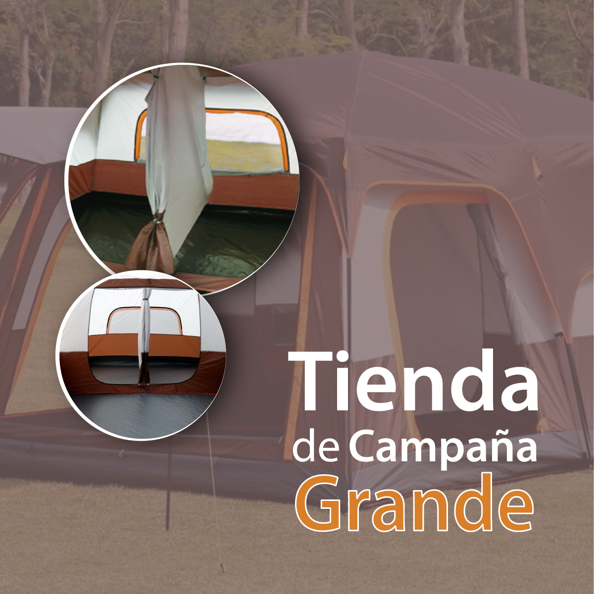 Tienda de campaña familiar para 5-12 personas impermeable con 3 habitaciones