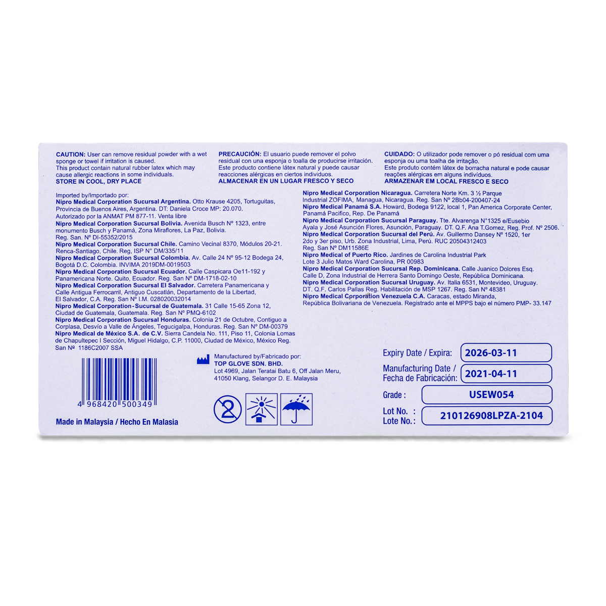 Guantes De Examinación Nipro Medianos 100 Piezas Nipro Medical