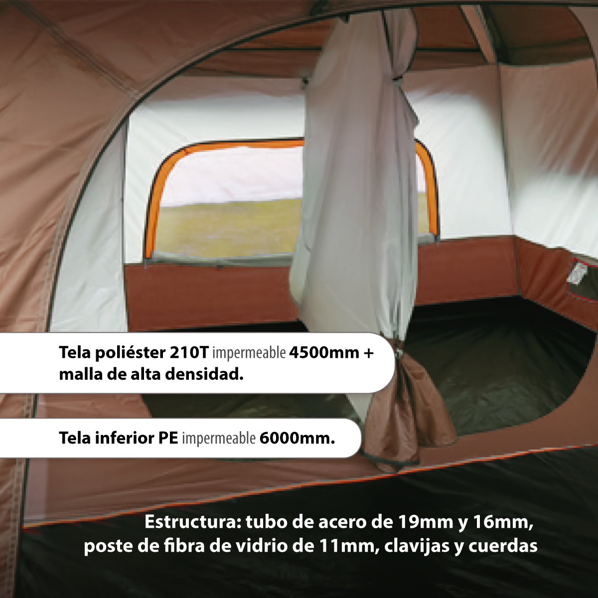 Tienda de campaña familiar para 5-10 personas impermeable con 3 habitaciones