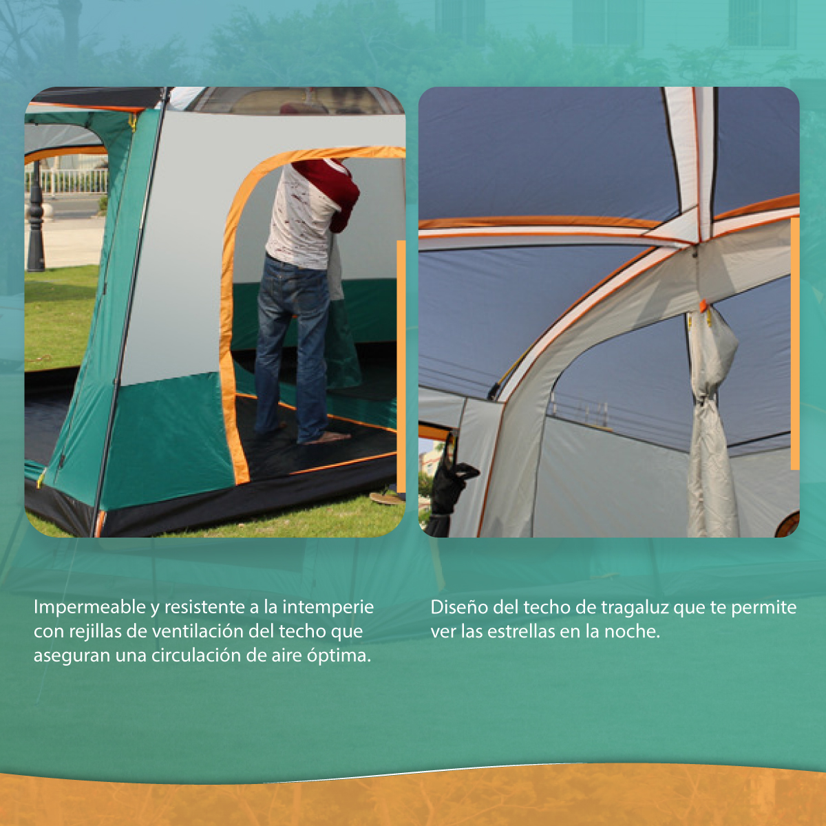 Tienda de campaña familiar para 5-10 personas impermeable con 3 habitaciones