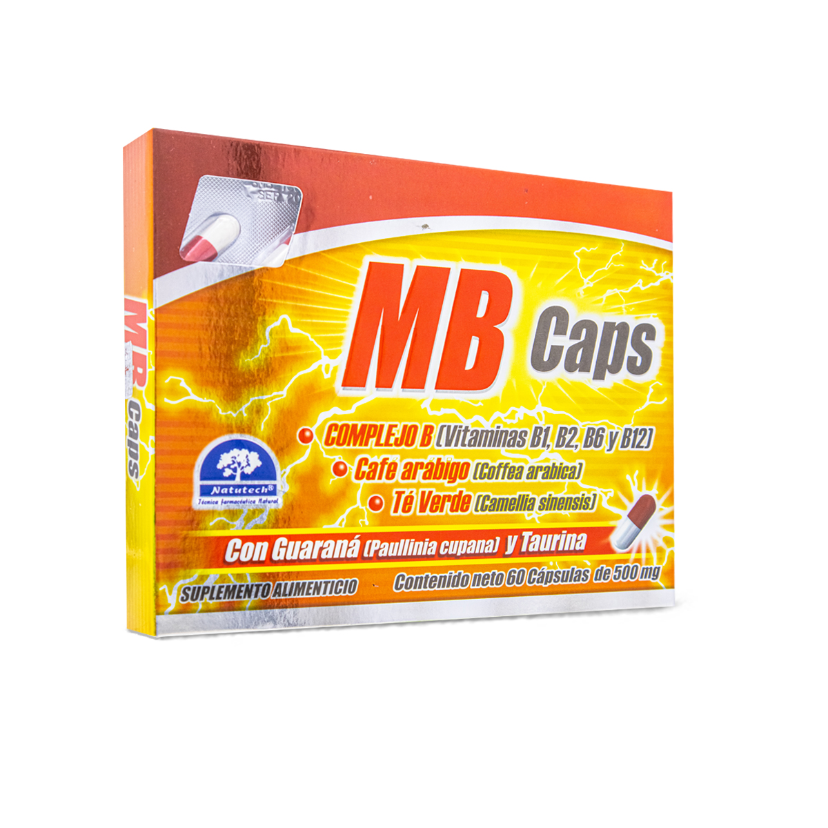 Mb Caps Complejo B Vitaminas B1, B2, B6 Y B12, Café Arabigo Y Te Verde Con Guarana Y Taurina Supleme 