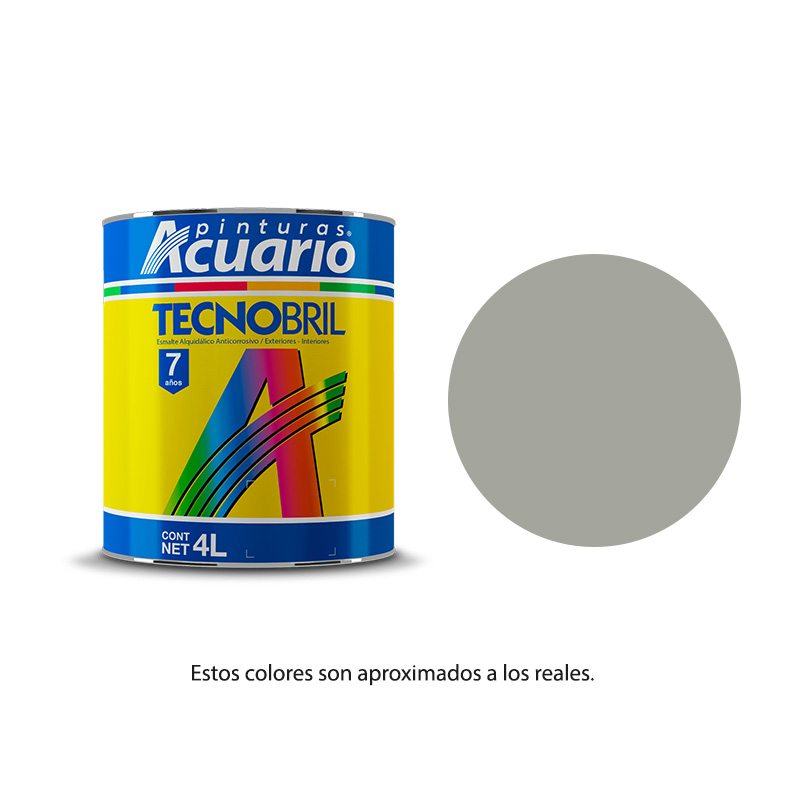 Pintura Esmalte Tecnobril Color Gris Claro 4 Lt Acuario EV26640