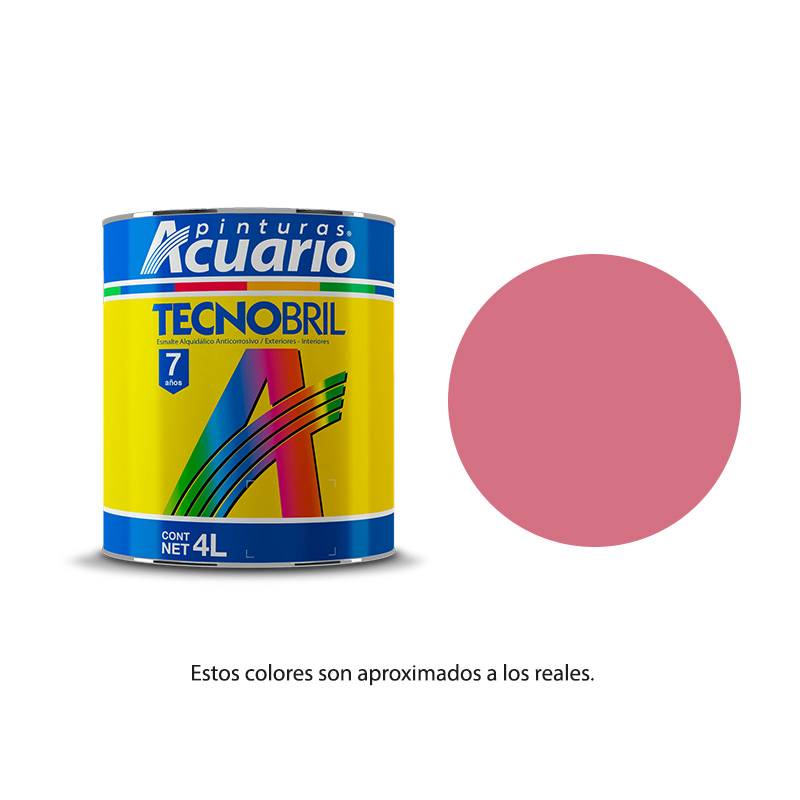 Pintura Esmalte Tecnobril Color Rosa Mexicano 4 Lt Acuario EV23940