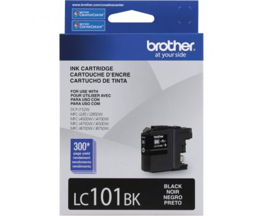 CARTUCHO DE TINTA BROTHER LC101BK NEGRO RENDIMIENTO DE 300 PAG P/J870D  