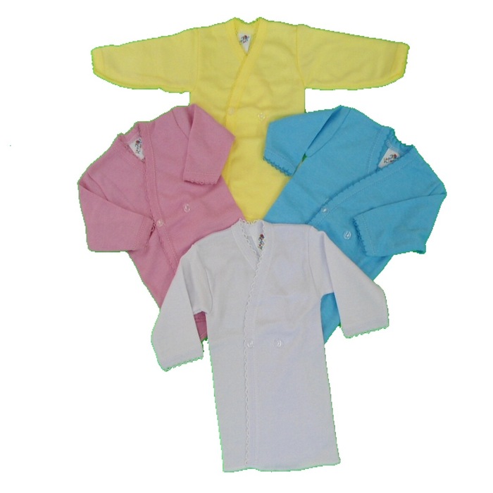 Set de 4 camisas cruzadas con botón color pastel para bebé
