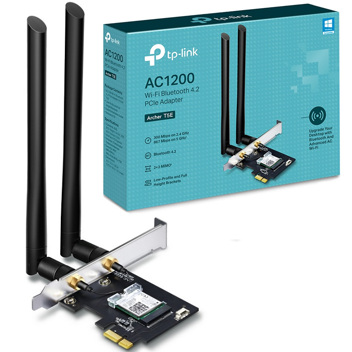 Tarjeta De Red PCI-E 1x Inalambrica Tp-Link ARCHER T5E AC1200 Banda Dual Bluetooth 2 Antenas