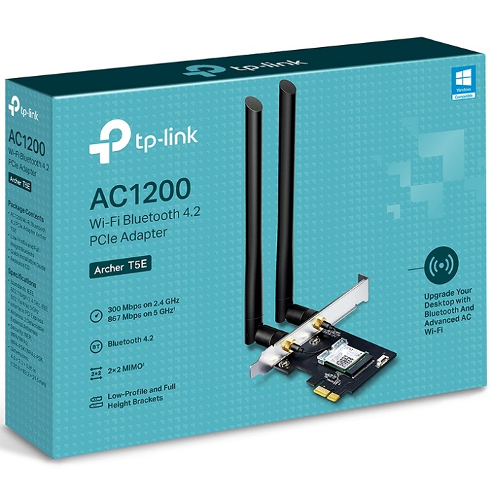 Tarjeta De Red PCI-E 1x Inalambrica Tp-Link ARCHER T5E AC1200 Banda Dual Bluetooth 2 Antenas