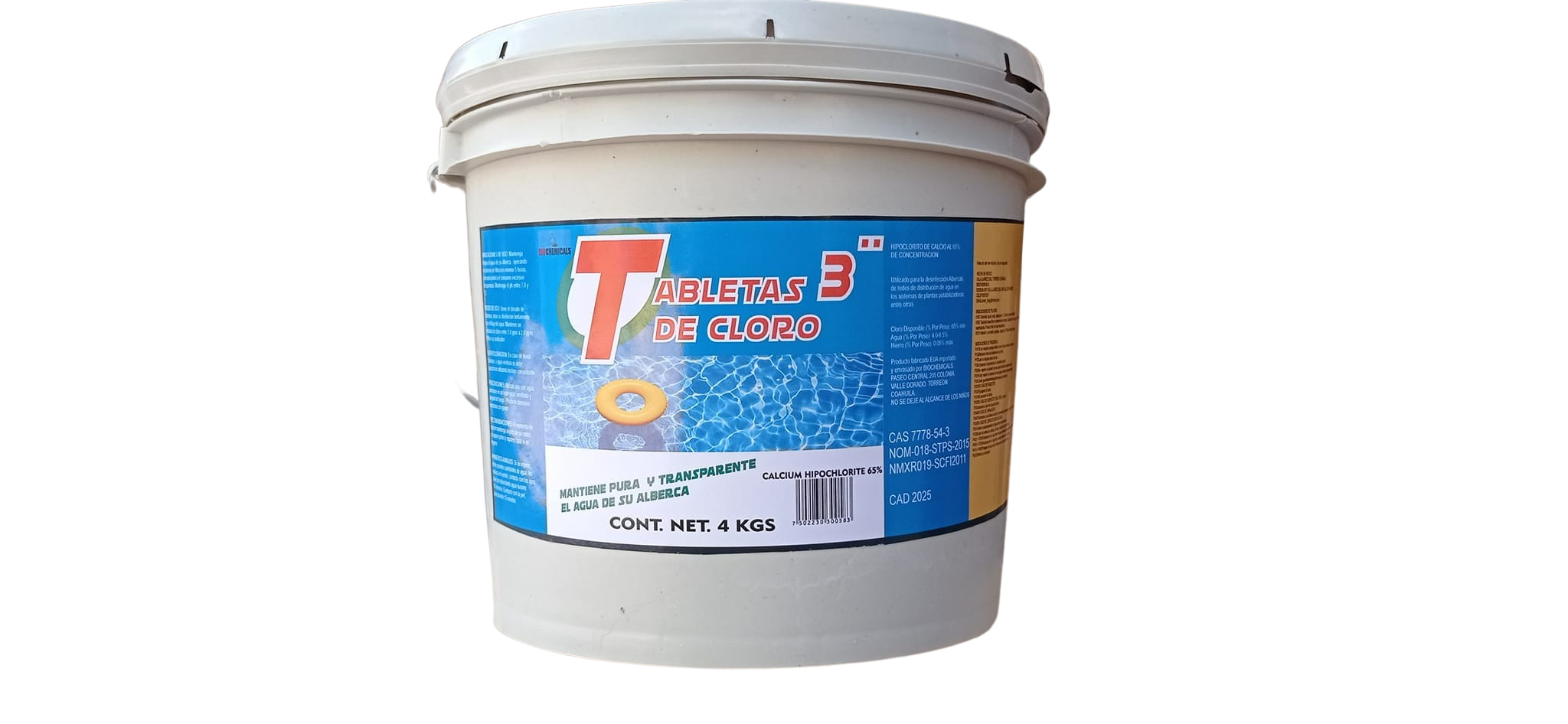 PASTILLAS CLORO PARA ALBERCA 3 PULGADAS HIPOCLORITO DE CALCIO 4 KGS