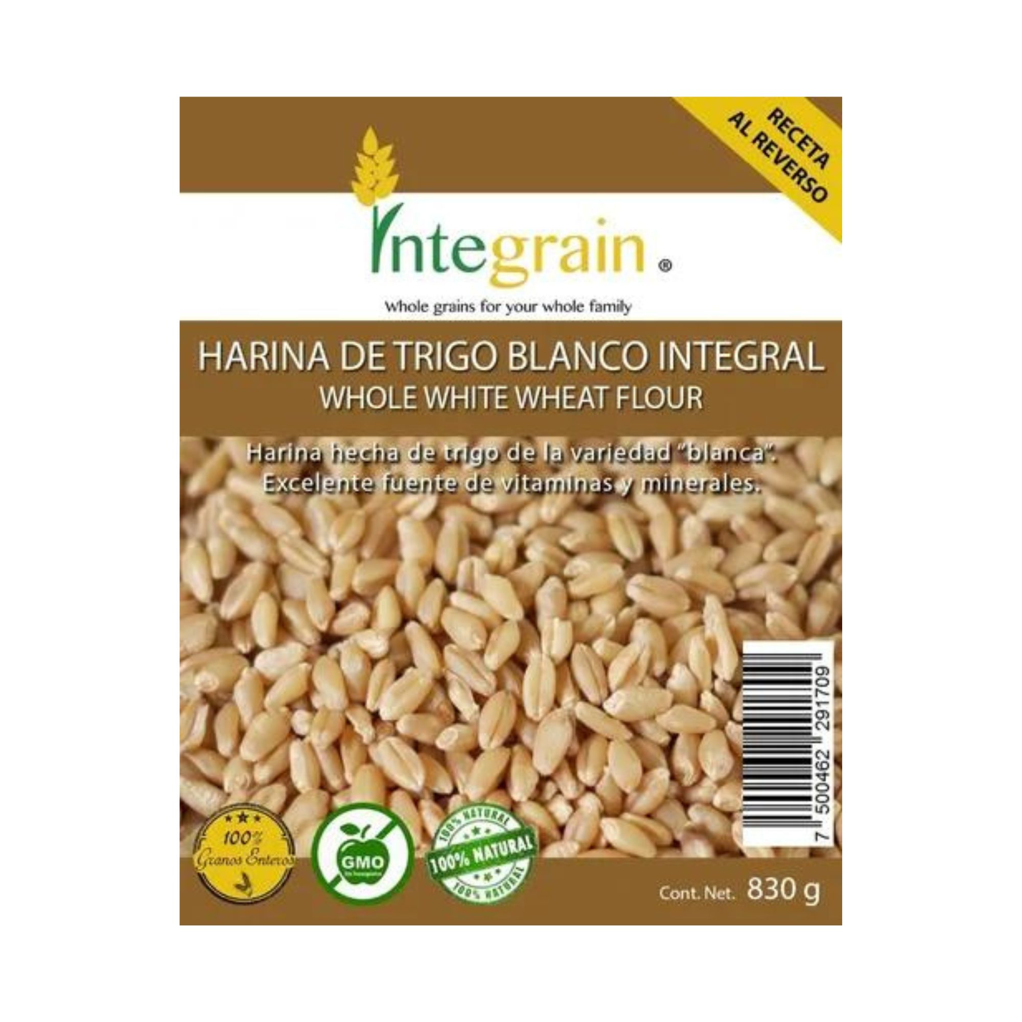 Harina De Trigo Blanco Integral 830g Integrain 