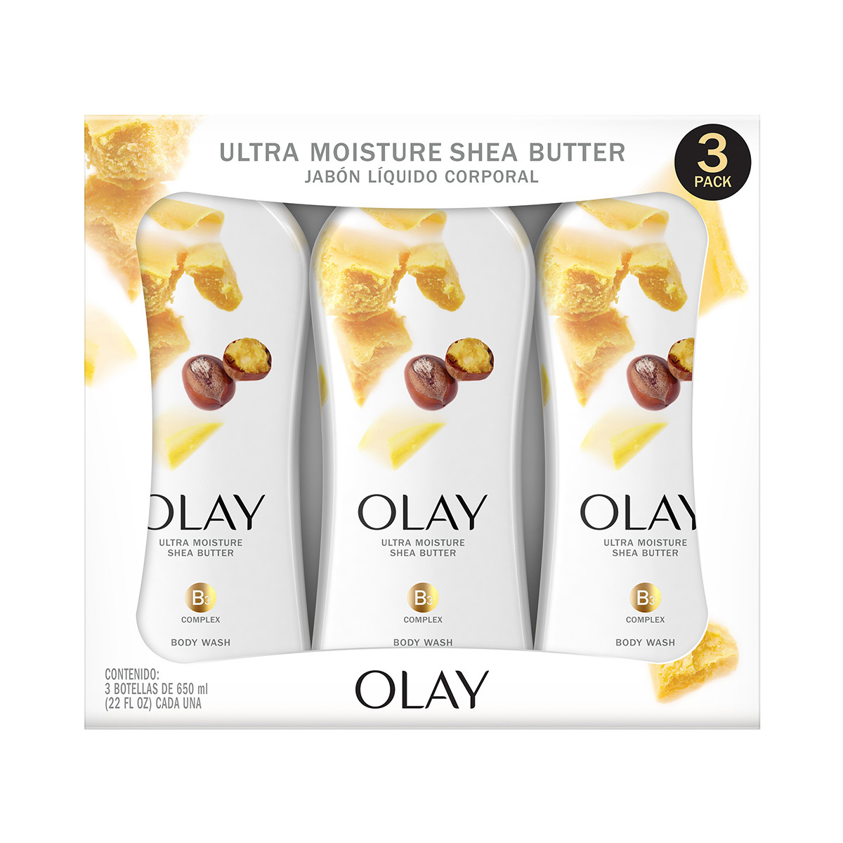 Olay Jabón Corporal Líquido 3 pzas de 650 ml