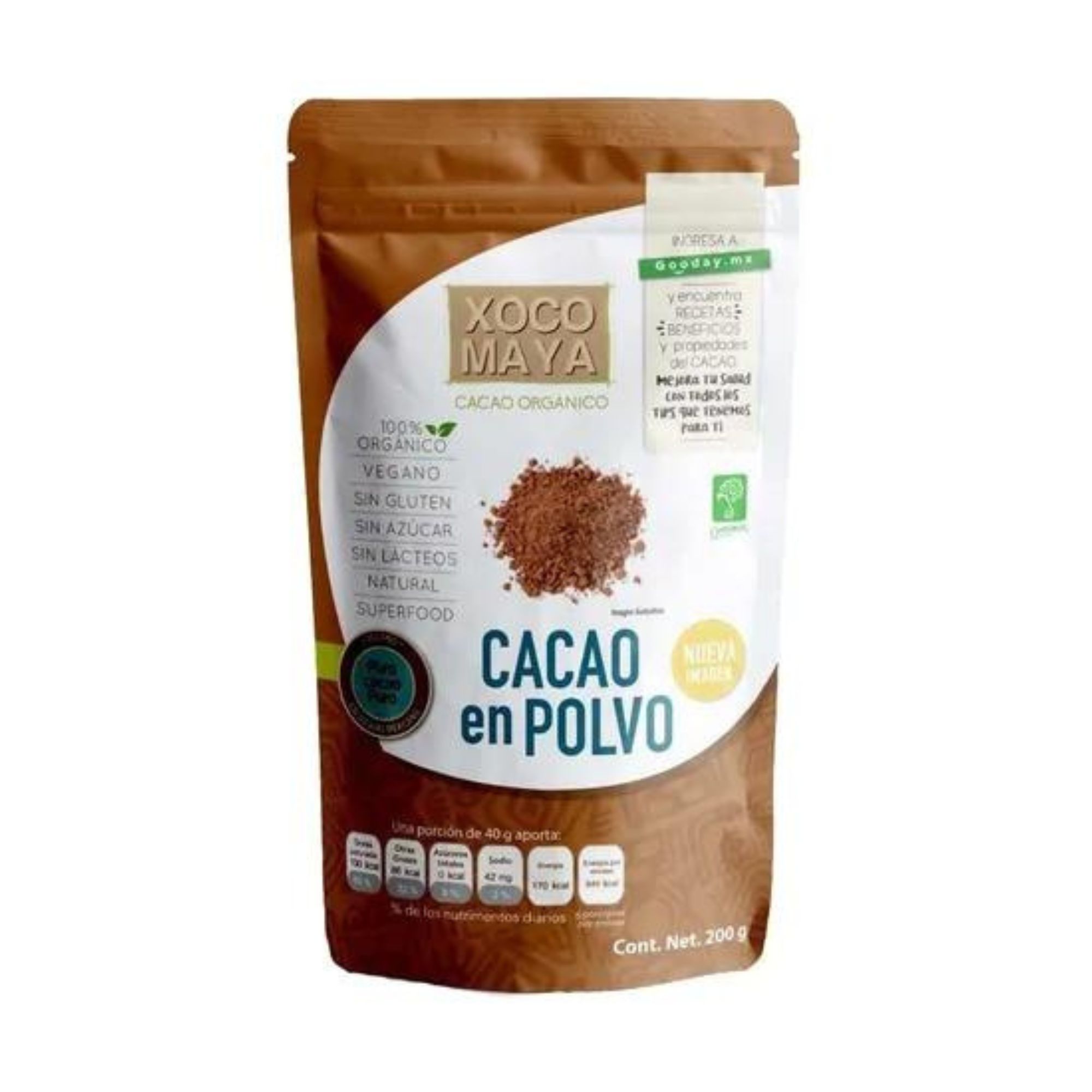 Cacao En Polvo Orgánico 200g Raw Xoco Maya