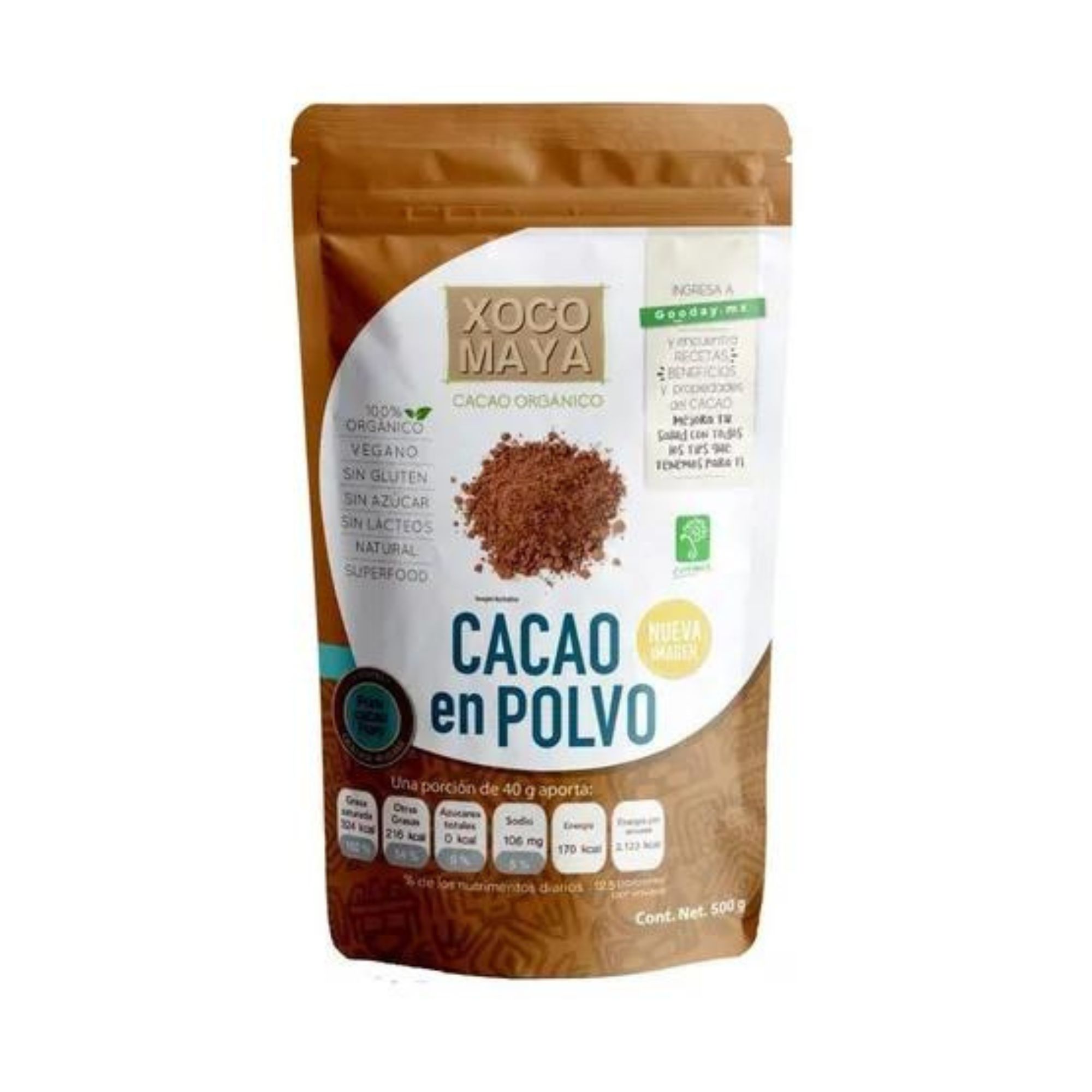 Cacao En Polvo Orgánico 500g Raw Xoco Maya