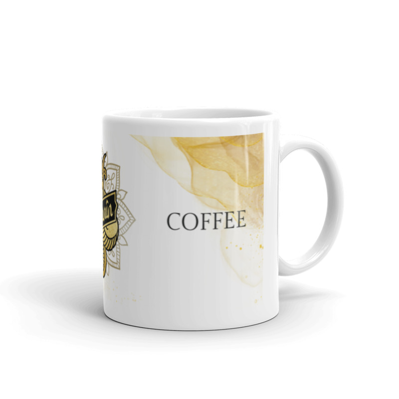 Taza para café con texto y diseño árabe Medio Oriente marca Rozanîn Coffee 11 oz 
