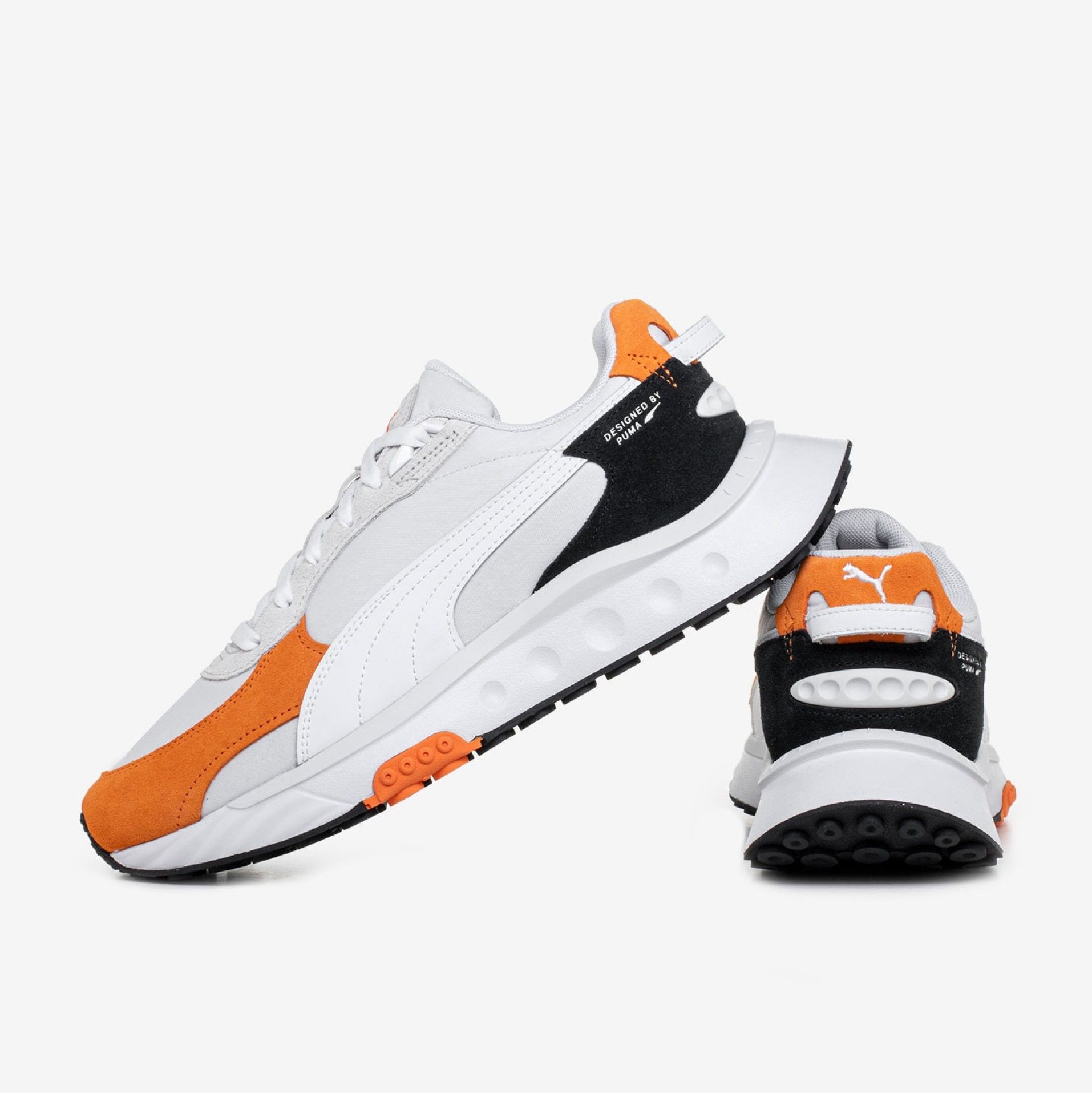 Tenis Puma Wildrider Rollin Blanco Naranja de Caballero Original