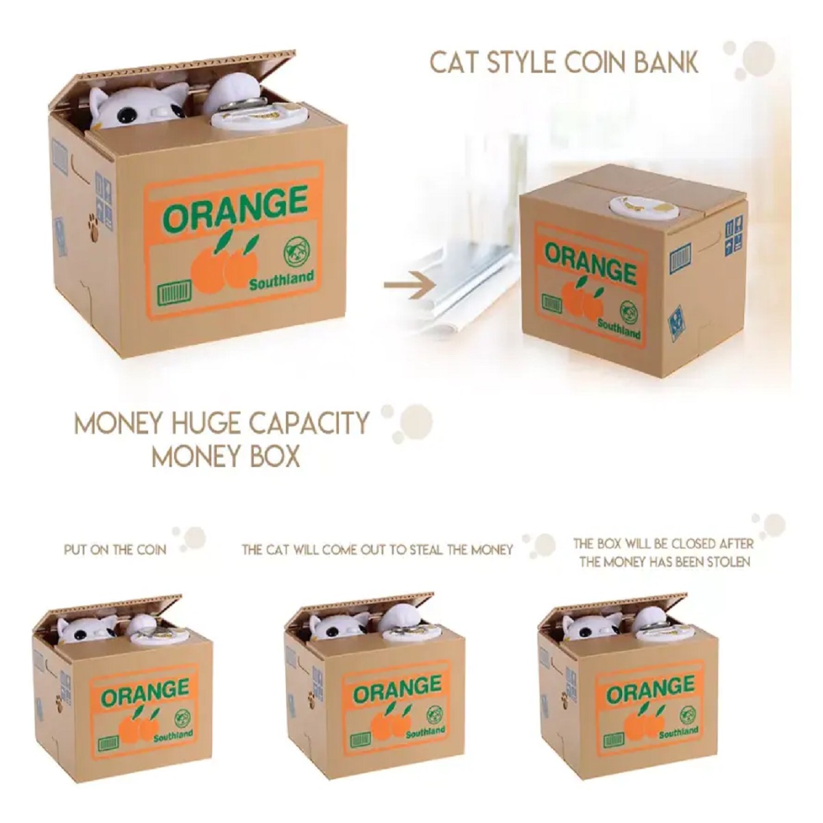 alcancia roba monedas gato