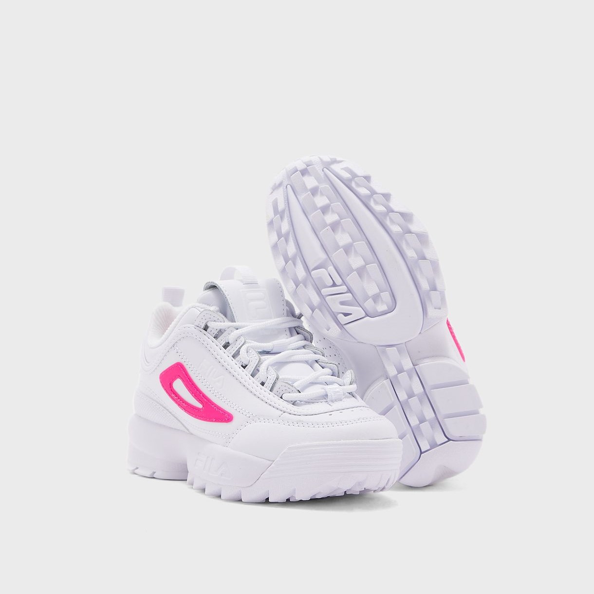 Tenis Fila Disruptor II Blanco Rosa de Niñas