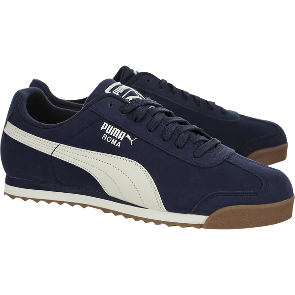 Tenis Puma Roma Smooth Azul Marino Blanco De Caballero