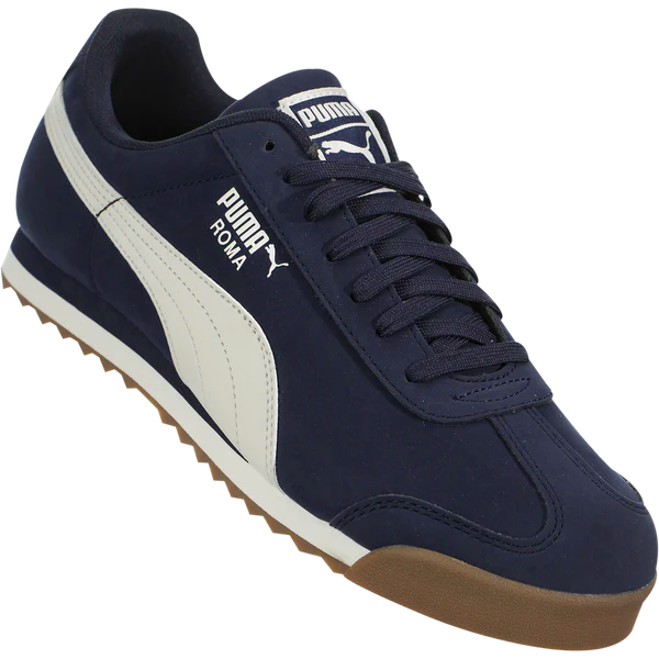 Tenis Puma Roma Smooth Azul Marino Blanco De Caballero