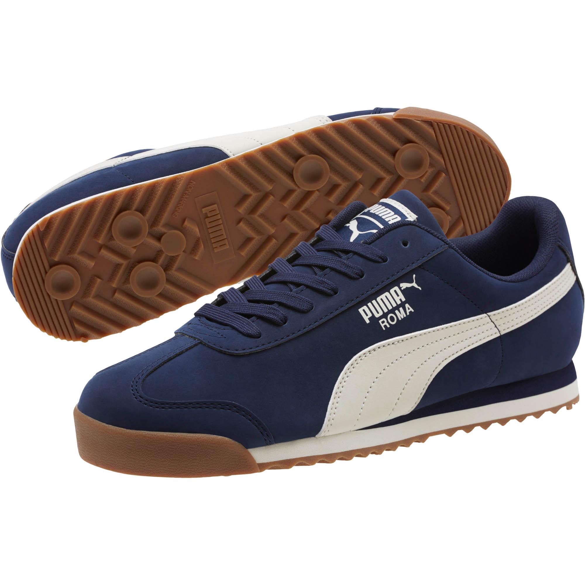 Tenis Puma Roma Smooth Azul Marino Blanco De Caballero