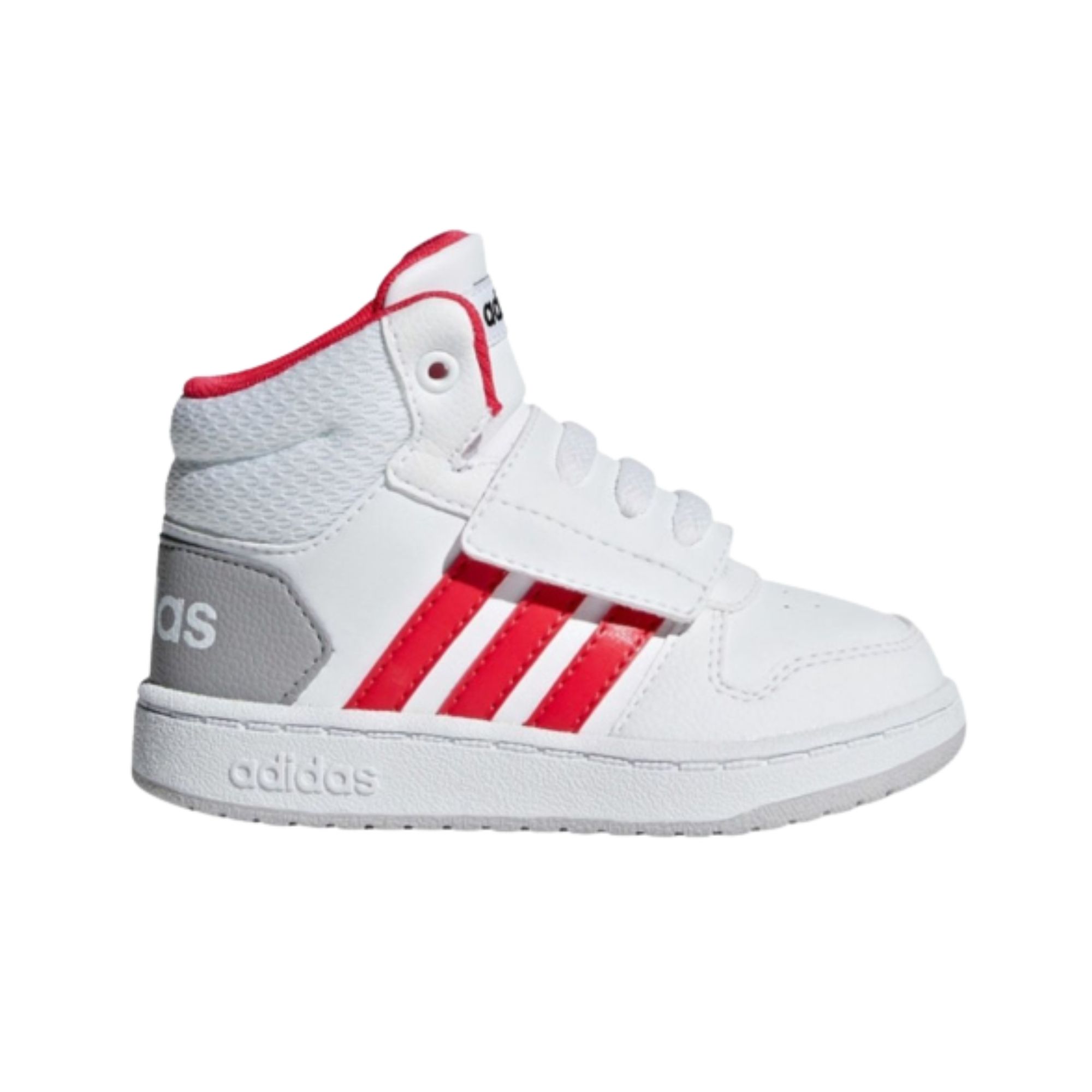 Tenis Adidas Hoops Mid 2.0 Blanco con Rojo Bebés Originales F35835