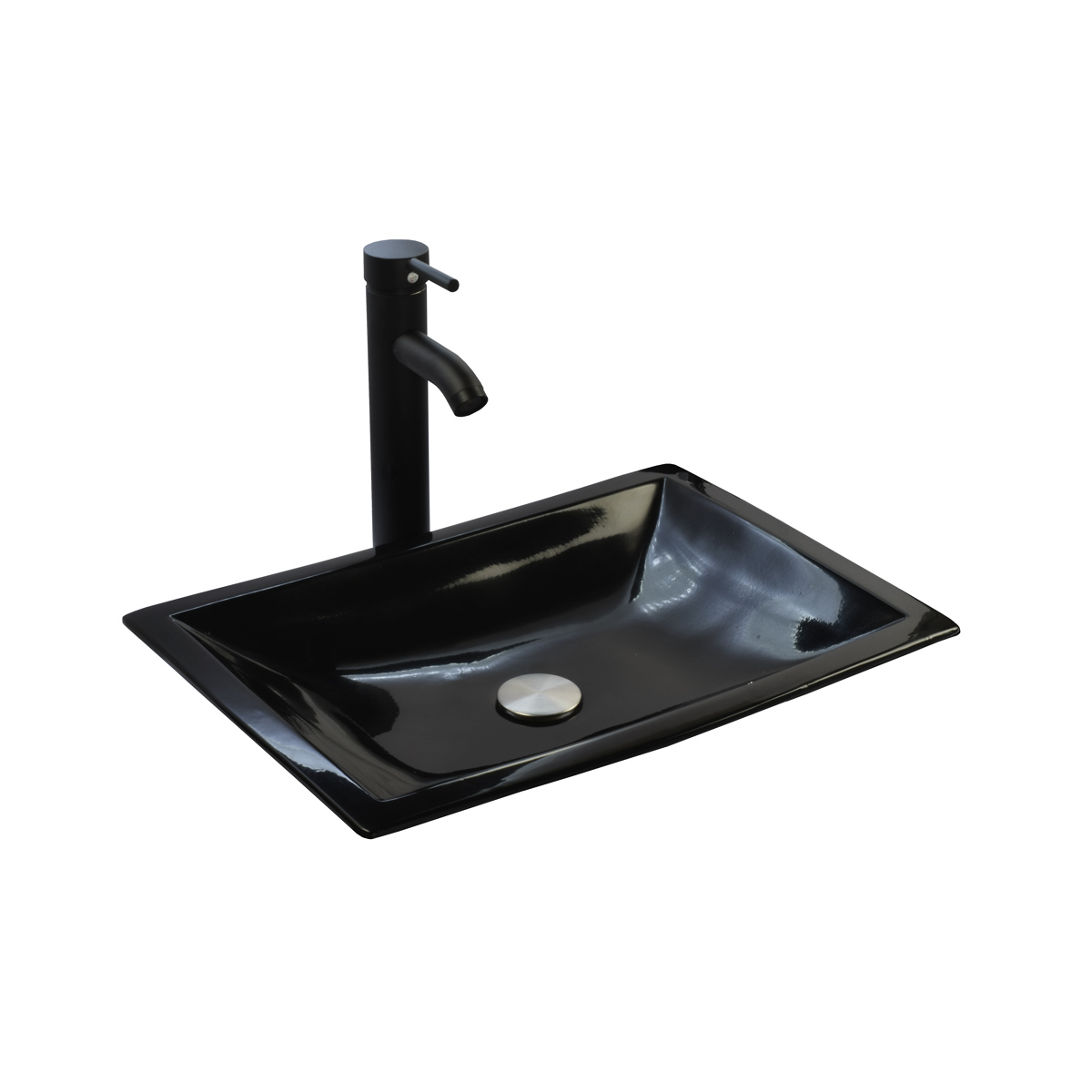 Esatto® Mueble Para Baño Negro Con Lavabo, Llave Y Desagües Tec