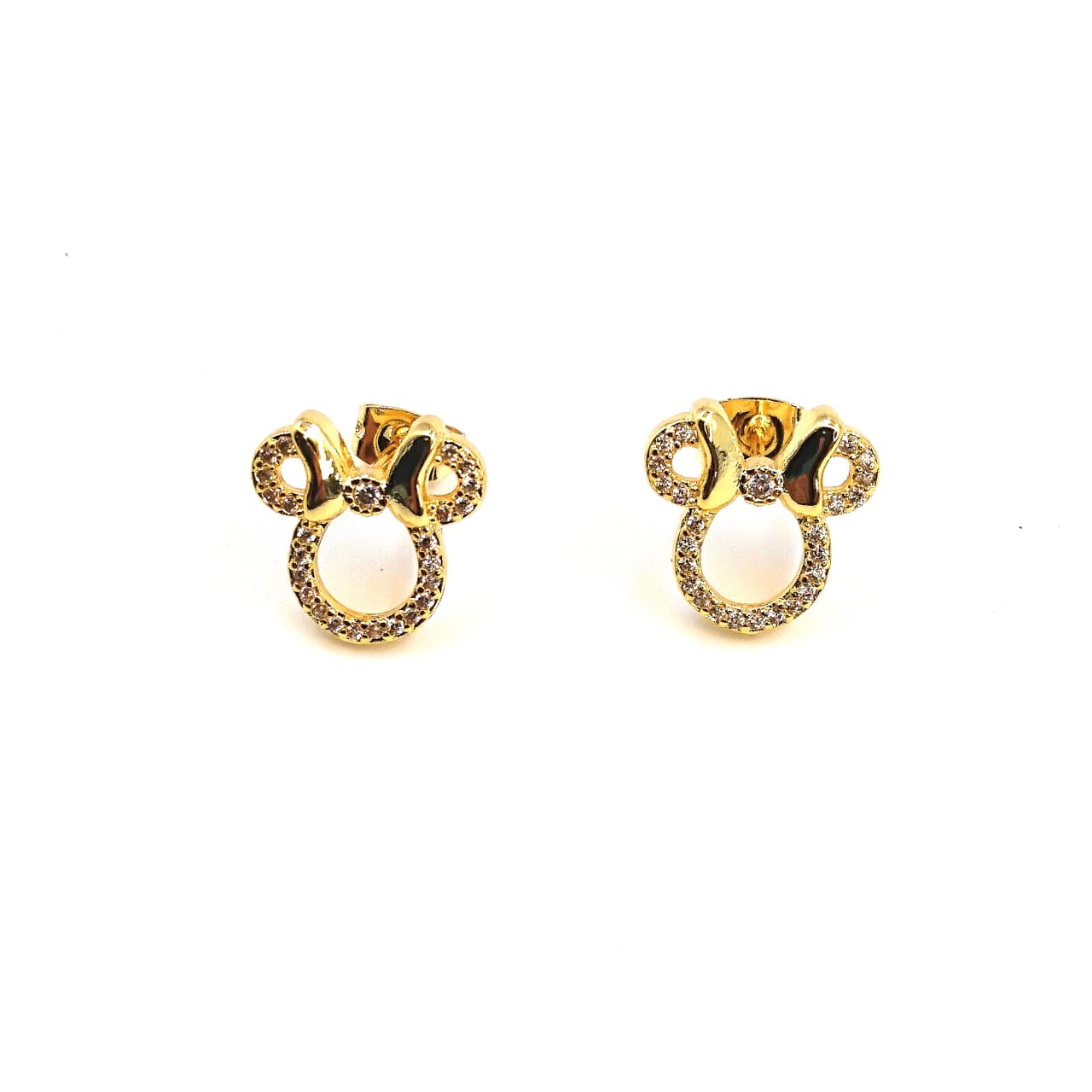 Aretes Bijous Marquise Mickey Mouse Zirconia Chapa Oro 18k
