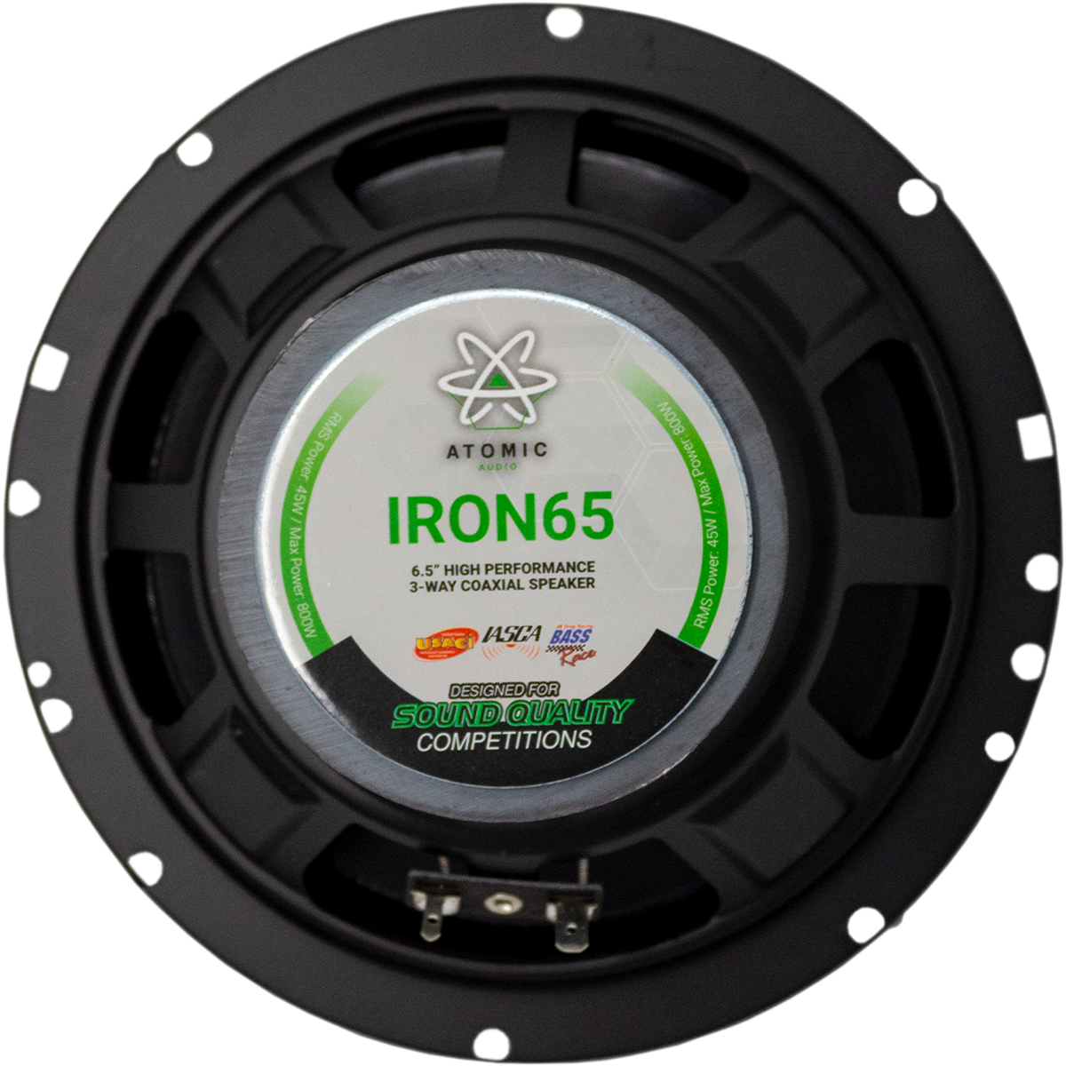 Bocinas Coaxiales Atomic Audio IRON65 800 Watts 6.5 Pulgadas 4 Ohms 3 Vías 