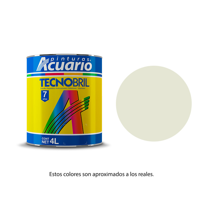 Pintura Esmalte Tecnobril Color Blanco Ostión 4 Lt Acuario EV22440