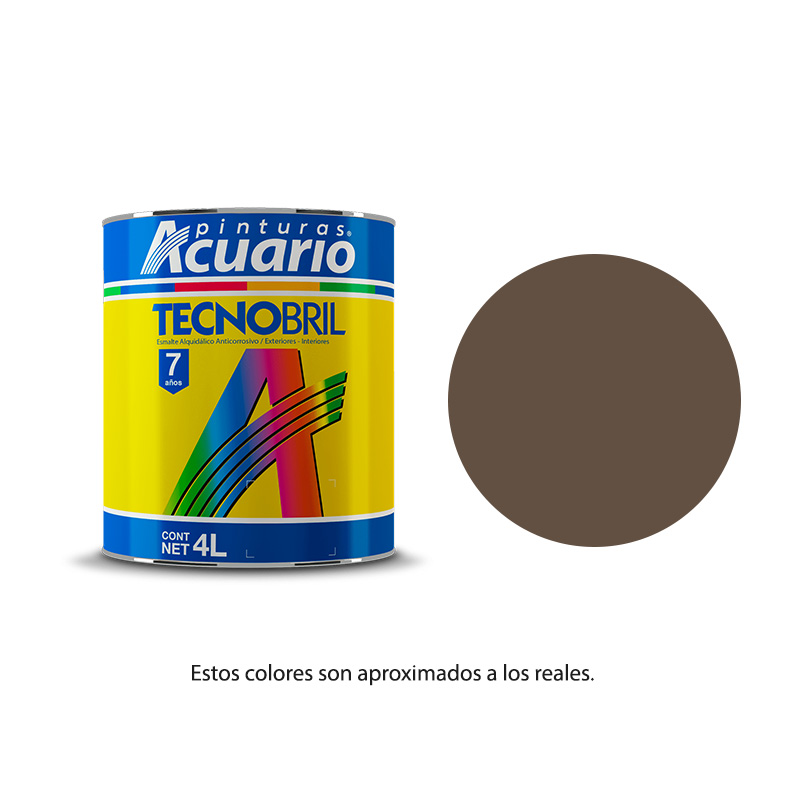 Pintura Esmalte Tecnobril Color Castaño 4 Lt Acuario EV21940