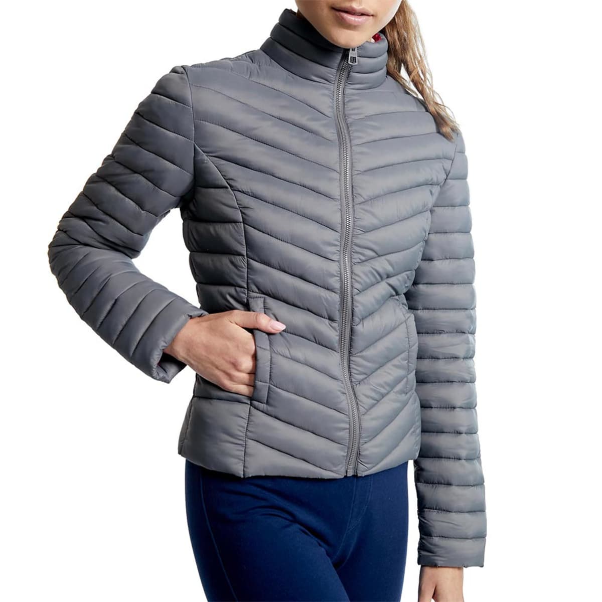 Chamarra Holly Land para mujer color gris humo, mod. 1033726