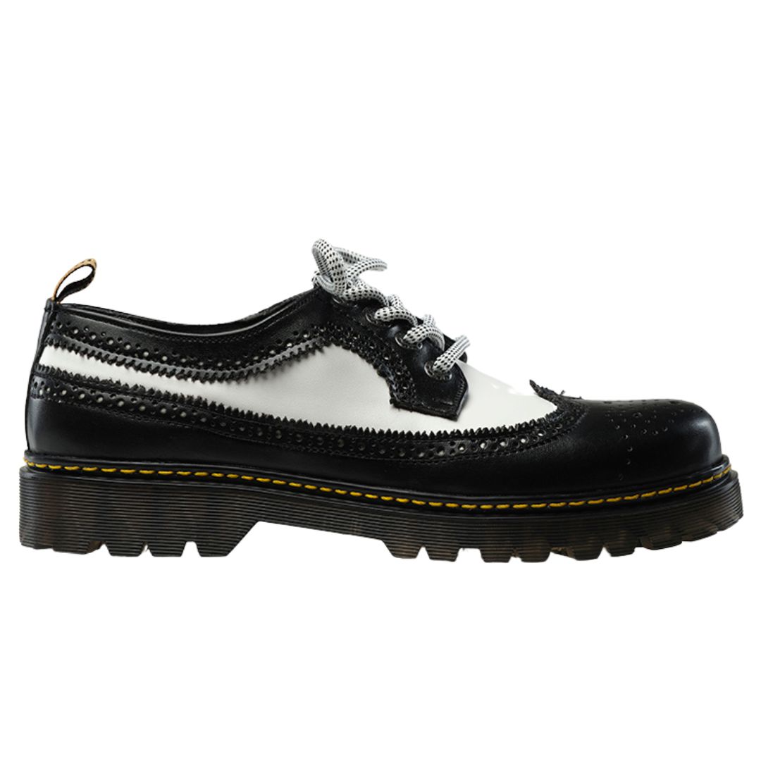 Zapato Estilo Rock Bostoniano Blanco/Negro para Hombre Choclo