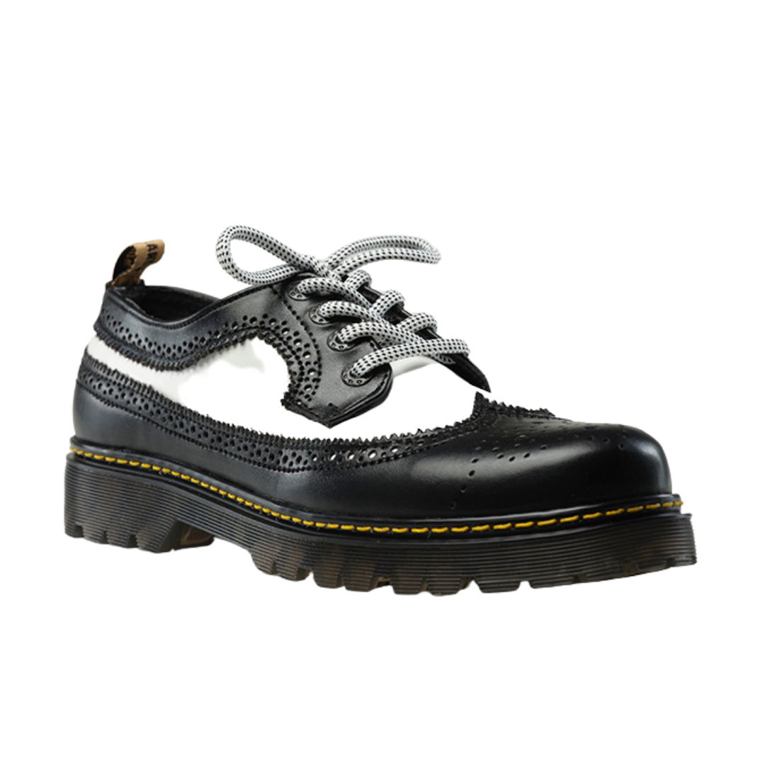 Zapato Estilo Rock Bostoniano Blanco/Negro para Hombre Choclo