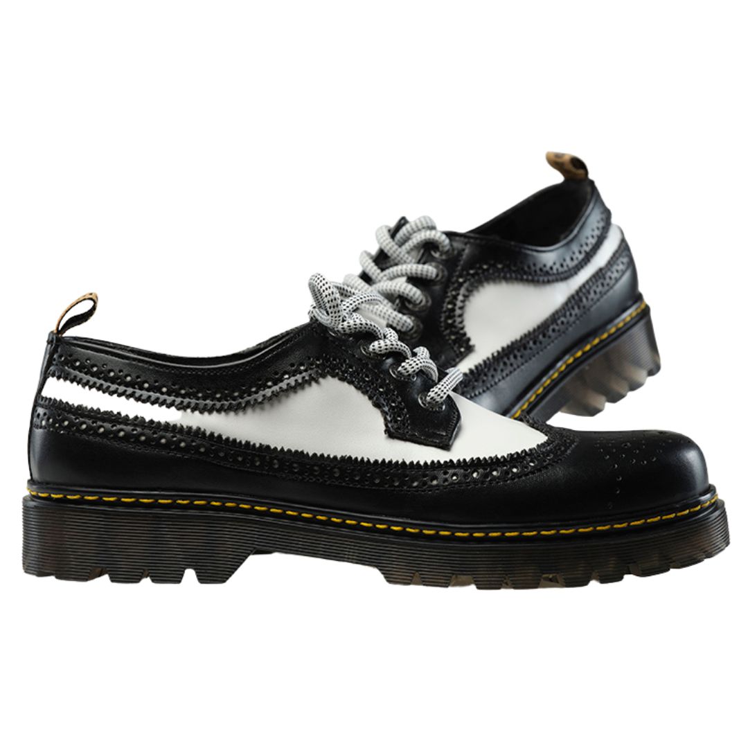 Zapato Estilo Rock Bostoniano Blanco/Negro para Hombre Choclo