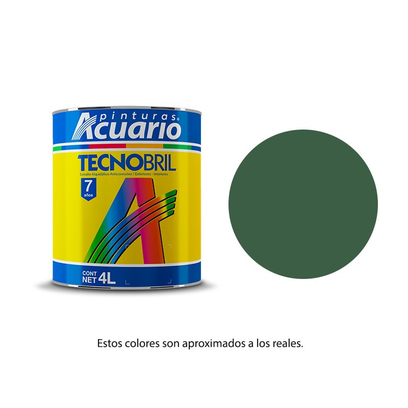 Pintura Esmalte Tecnobril Color Verde Bosque 4 Lt Acuario EV21340