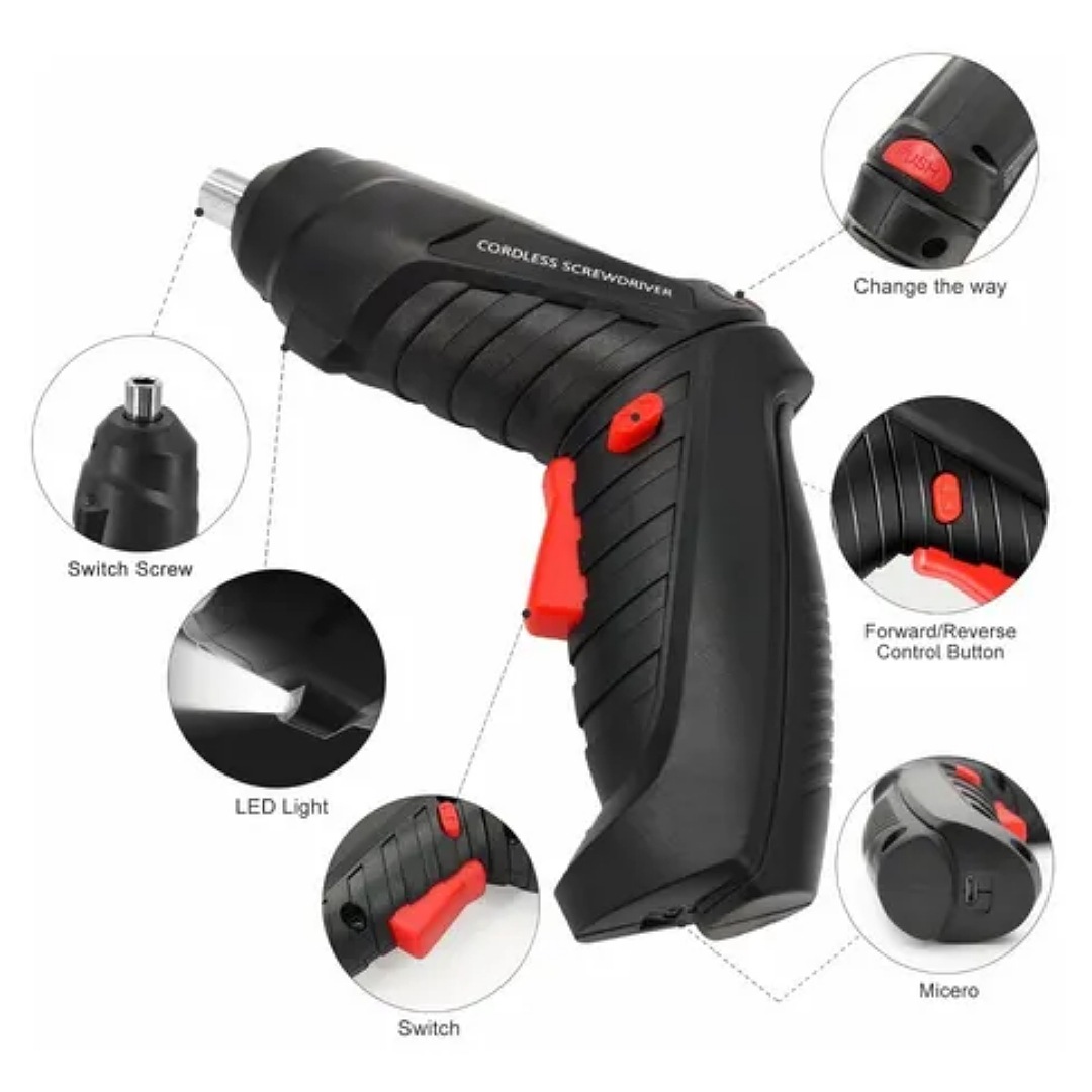 Destornillador Eléctrico Atornillador Inalámbrico 47pcs 3.6v