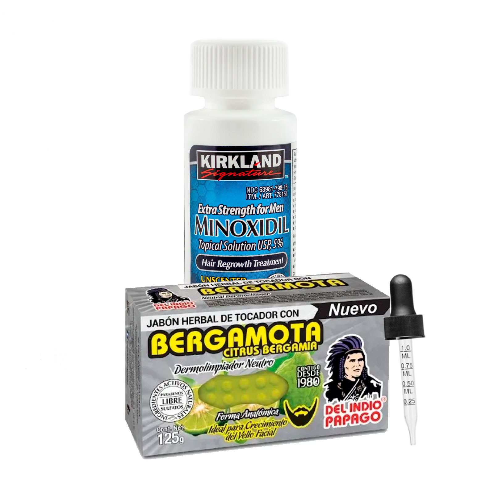 Minoxidil 5% Solución Tópica 1 Mes + Jabón Bergamota 125gr ( Incluye Aplicador )