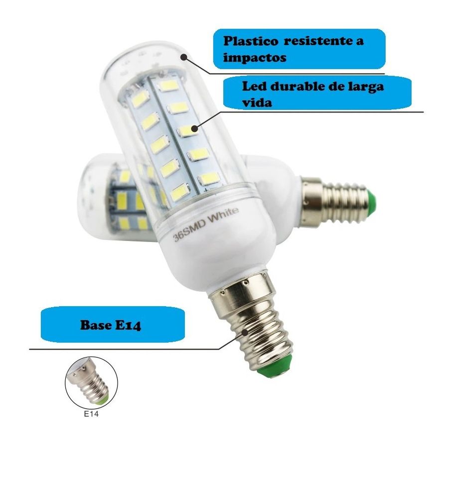 Bombilla LED foco lámpara de 24 LED E14 blanco lampara plástico luz tech