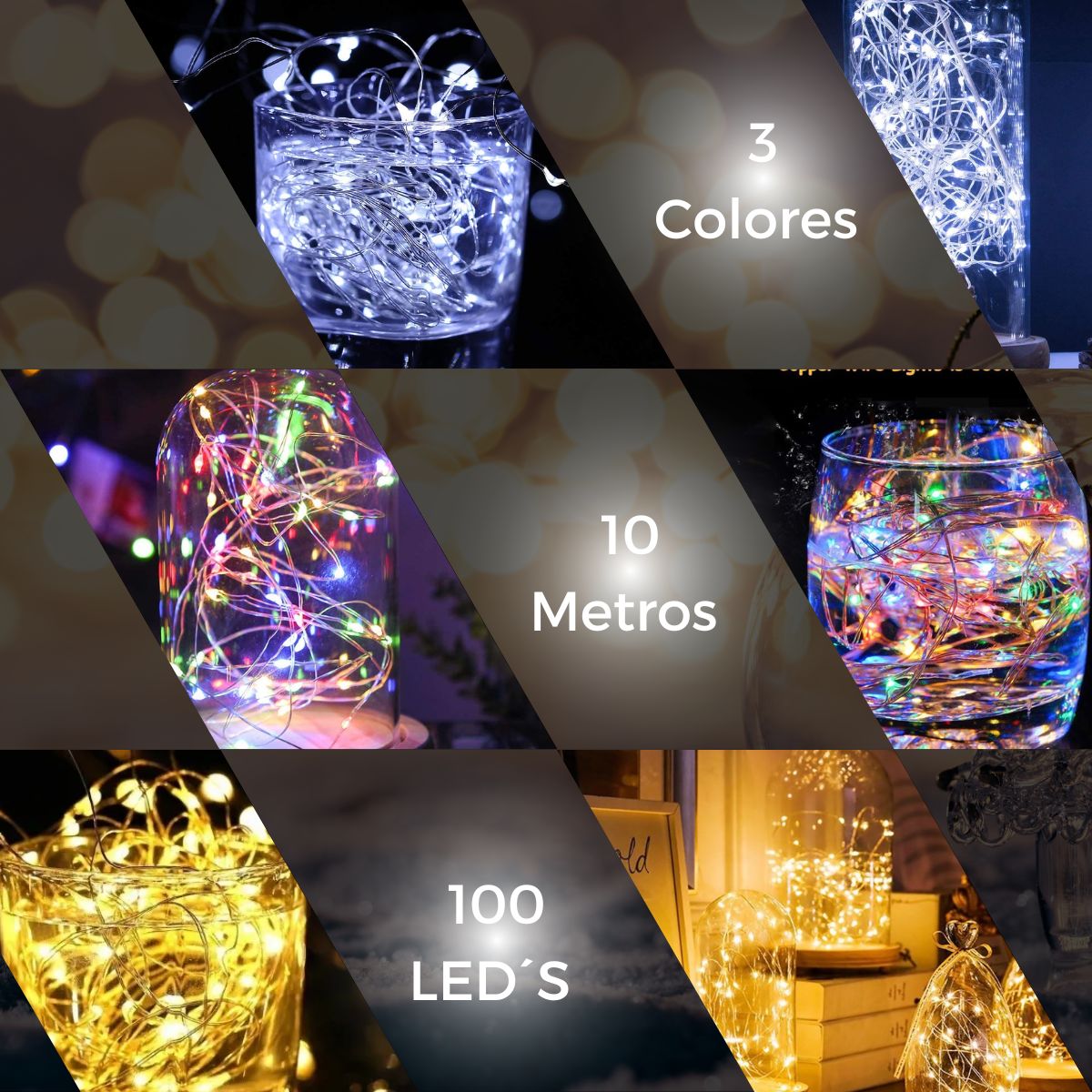 Luces decorativas Control Remoto Tira Led DOSYU 10m. 100 leds 2pzs. Resistente al agua RGB/BLANCO FRIO/BLANCO CALIDO