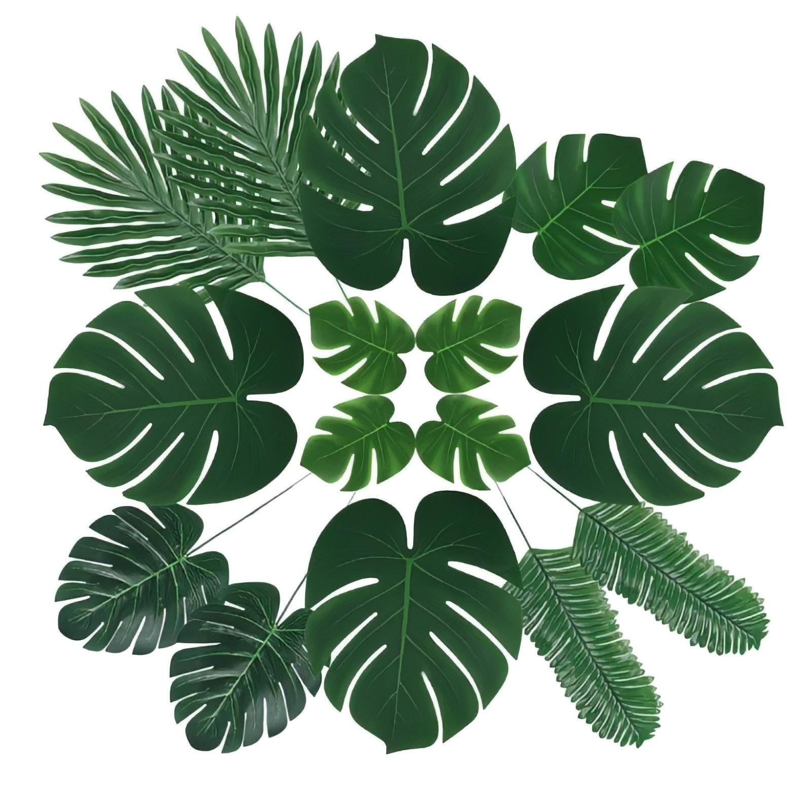 60 Piezas 6 Tipos De Hojas De Palma Artificial Monstera.