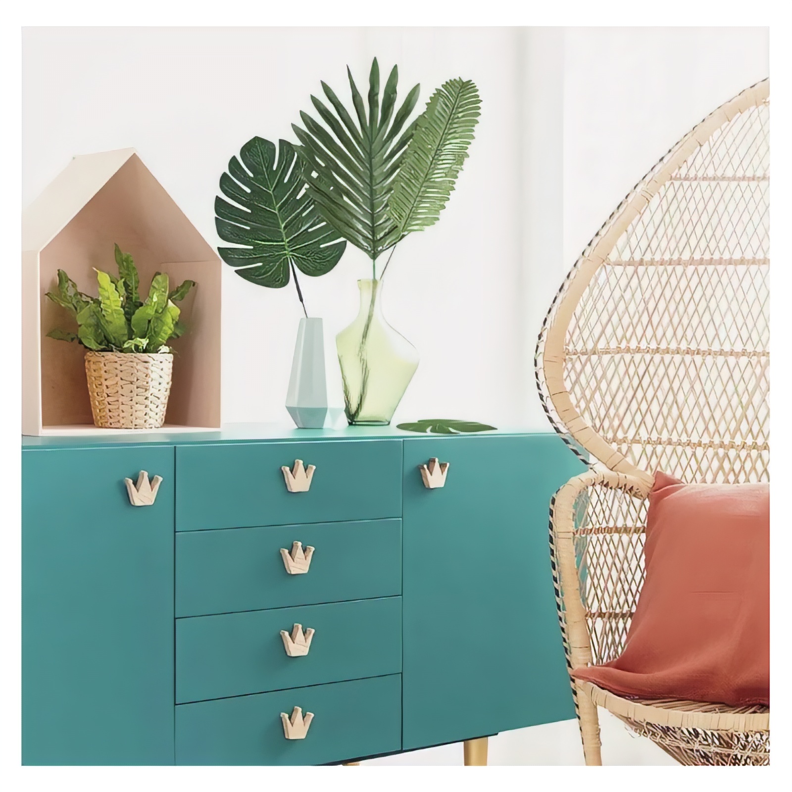 60 Piezas 6 Tipos De Hojas De Palma Artificial Monstera.