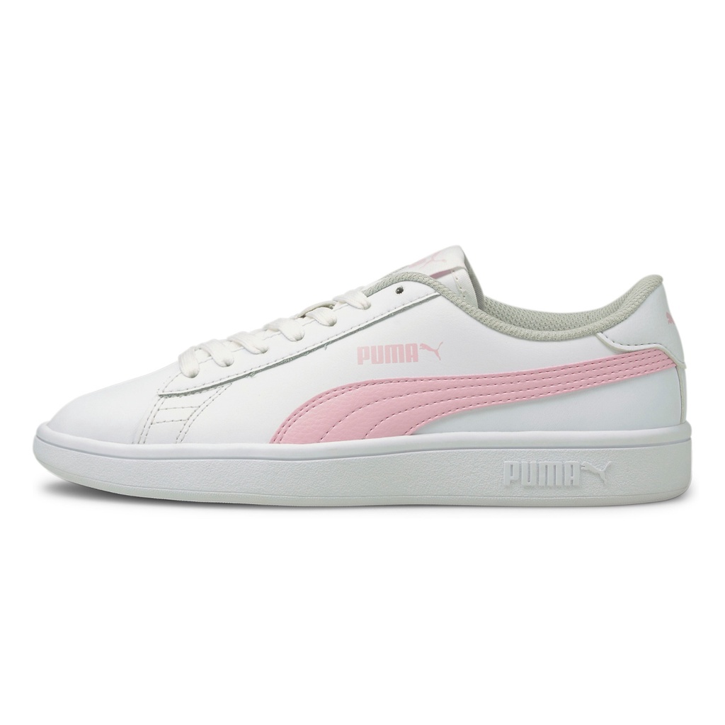 Tenis puma smash V2 Jr. blanco-rosa/mujer 365170 28 original