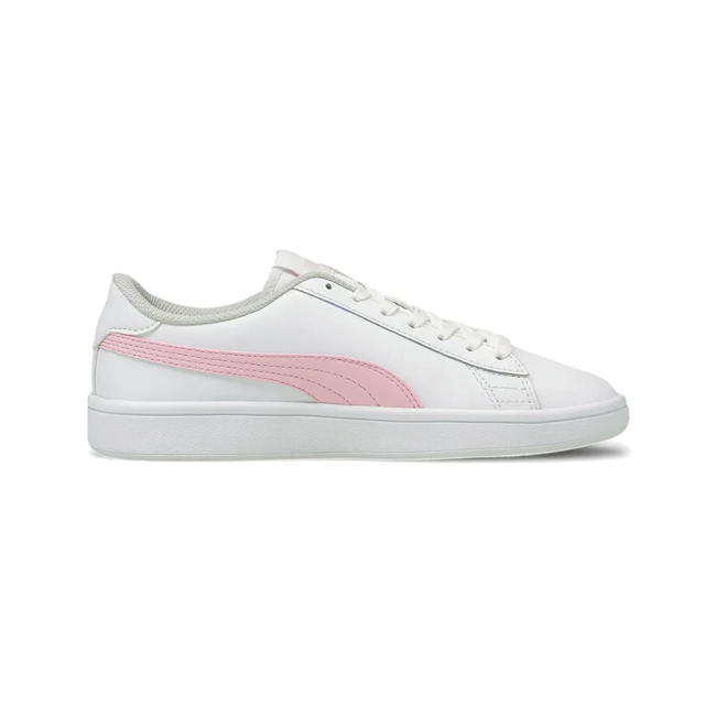 Tenis puma smash V2 Jr. blanco-rosa/mujer 365170 28 original