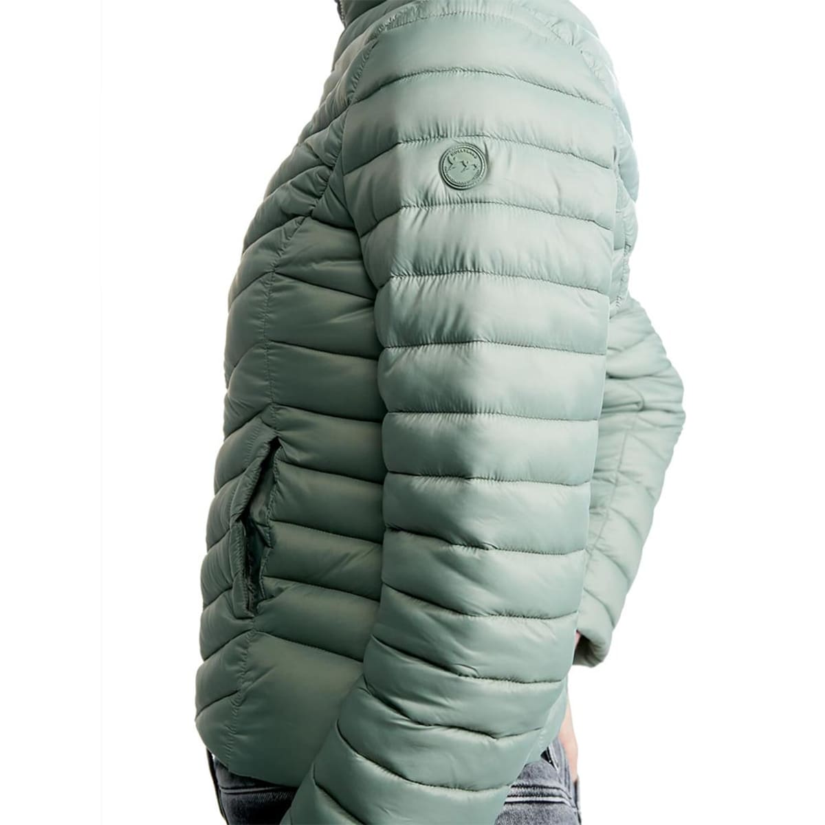 Chamarra Holly Land para mujer con cuello alto, color azul menta, mod. 1033727