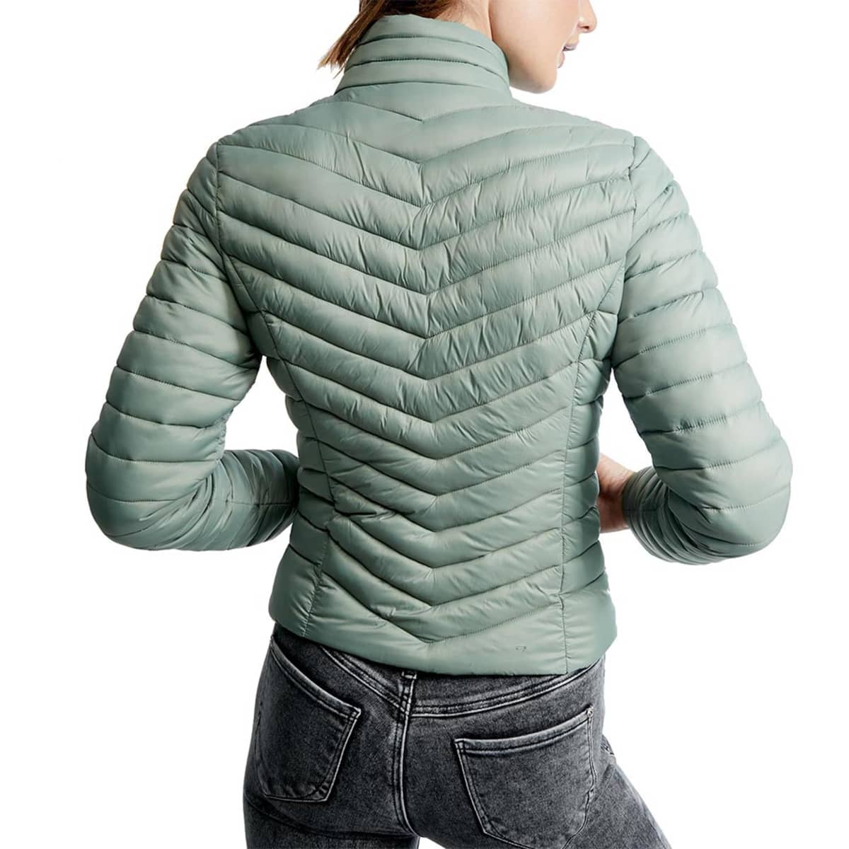 Chamarra Holly Land para mujer con cuello alto, color azul menta, mod. 1033727