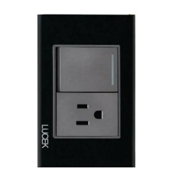 Placa Lucek Cristal Apagador Y Contacto Negro